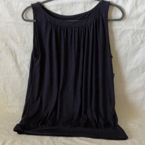 NWT Loft Banded Hem Bubble Top Shell Tank Size Small Petite Navy